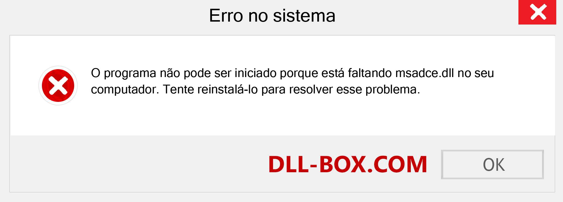 Arquivo msadce.dll ausente ?. Download para Windows 7, 8, 10 - Correção de erro ausente msadce dll no Windows, fotos, imagens